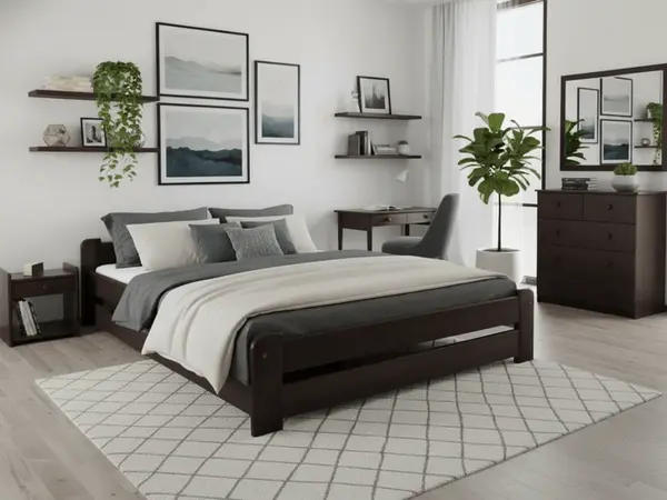 Postel Emily 140 x 200 cm, ořech Rošt: S lamelovým roštem, Matrace: Bez matrace