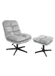 Relaxačné otočné kreslo KATANIA s podnožkou, svetlosivé