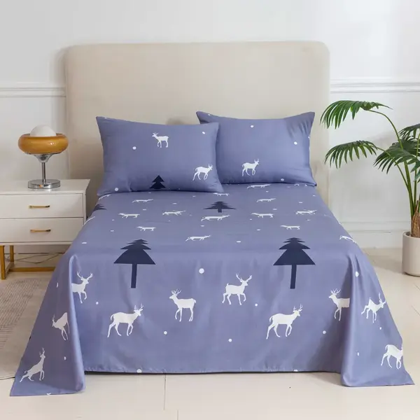 Prostěradlo a povlak na polštář JELEN A STROM Rozměr: 2 ks 50 x 70 cm | 200 x 240 cm