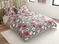 Mikroplyšové povlečení VÁNOČNÍ SRDCE šedé Rozměr povlečení: 70 x 90 cm | 140 x 200 cm