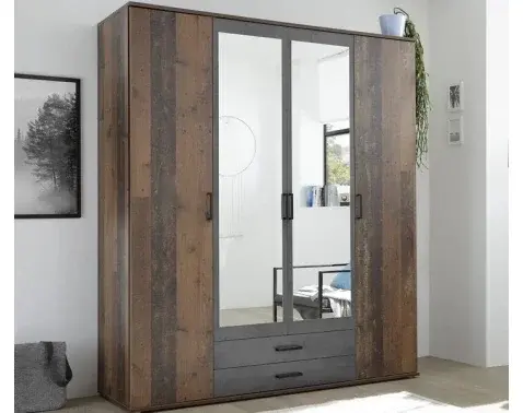 Šatní skříň Chicago, 159 cm, vintage optika