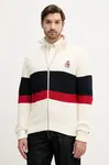 Bavlněný kardigan Tommy Hilfiger pánský, béžová barva, MW0MW41396