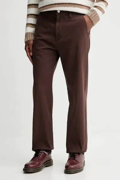 Kalhoty Tommy Jeans pánské, hnědá barva, DM0DM22001