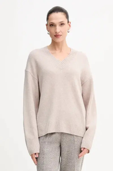 Svetr s příměsí vlny Marc O'Polo béžová barva, 510609060235