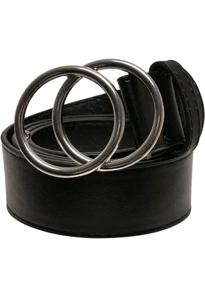 Belt with ring buckle black/silver