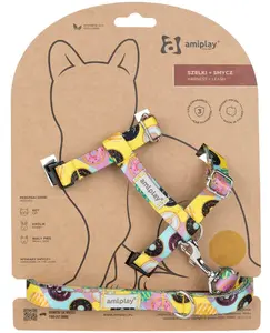 Amiplay Kšíry pro kočku s vodítkem BeHappyCat Donut - S