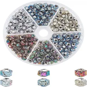 210Pcs 6 Colors Electroplated Natural Lava Rock Beads