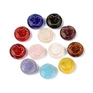 Flat Round with Peace Dove Glass Beads