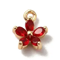 Brass Cubic Zirconia Flower Charms