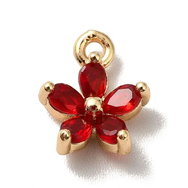 Brass Cubic Zirconia Flower Charms