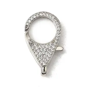 Brass Clear Cubic Zirconia Lobster Claw Clasps