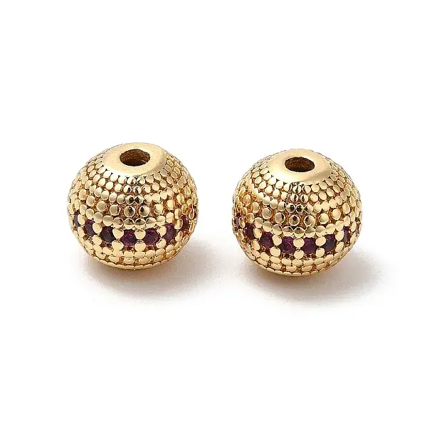 Brass Micro Pave Cubic Zirconia Beads