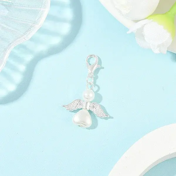 Plastic Pearl Heart Angel Pendant Decorations