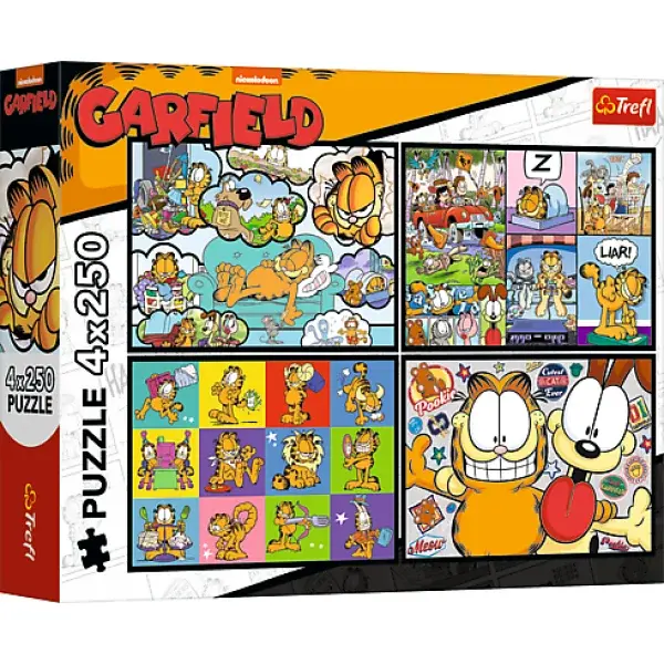 Trefl Puzzle 4x250 Garfield nemá rád pondělky