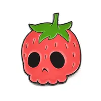 Strawberry Skull Enamel Pins