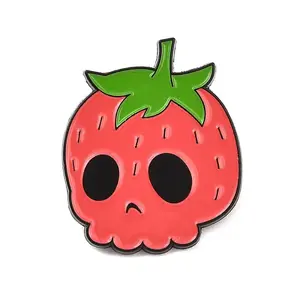 Strawberry Skull Enamel Pins