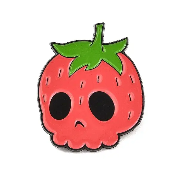Strawberry Skull Enamel Pins