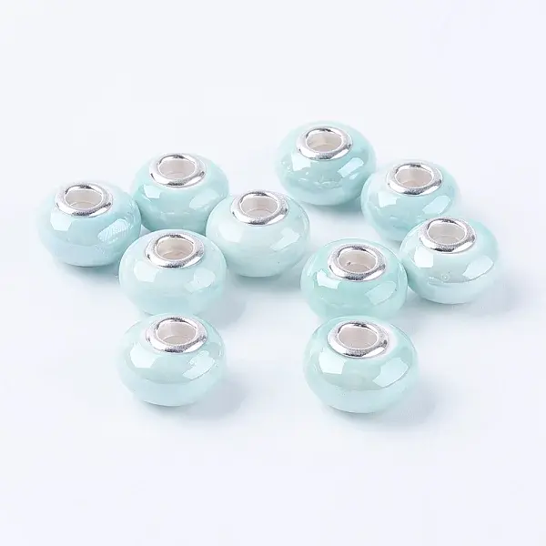 Rondelle Turquoise Handmade Porcelain Large Hole European Beads
