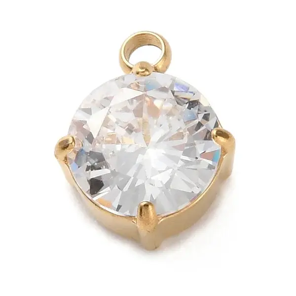 304 Stainless Steel Micro Pave Cubic Zirconia Pendants