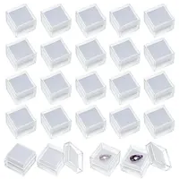 24Pcs Square Transparent Plastic Loose Diamond Box