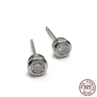 Rhodium Plated 925 Sterling Silver Column Stud Earrings