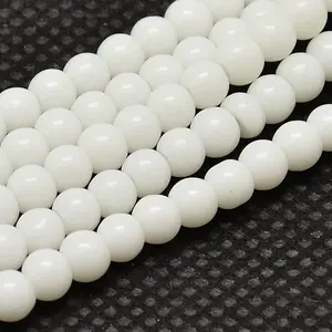 Opaque Solid Color Glass Round Beads Strands