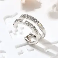 Brass Clear Cubic Zirconia Cuff Earrings