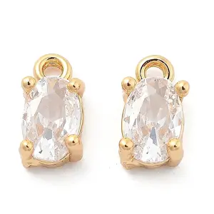 Brass Micro Pave Clear Cubic Zirconia Charms