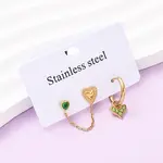 304 Stainless Steel Heart Stud Earring & Hoop Earring Sets