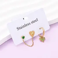 304 Stainless Steel Heart Stud Earring & Hoop Earring Sets