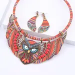 Owl Alloy Rhinestone & Polyester Cord Pendant Necklaces & Stud Dangle Earring Sets