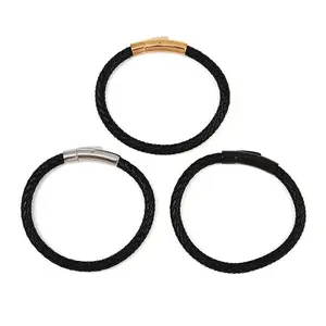 Leather Braided Cord Bracelet with 304 Stainless Steel Clasp for Men Women