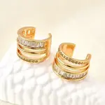 Brass Micro Pave Clear Cubic Zirconia Cuff Earrings
