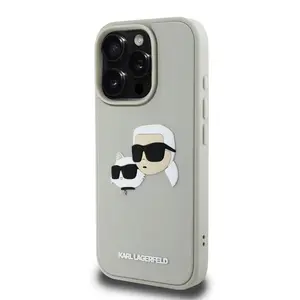 Zadní kryt Karl Lagerfeld 3D Rubber Double Heads pro Apple iPhone 16 Pro, béžová
