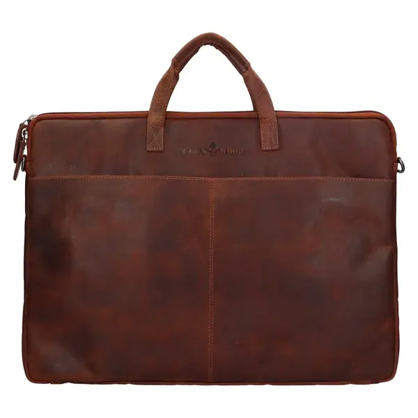 Pánska kožená taška na notebook Greenwood Malony - hnedá