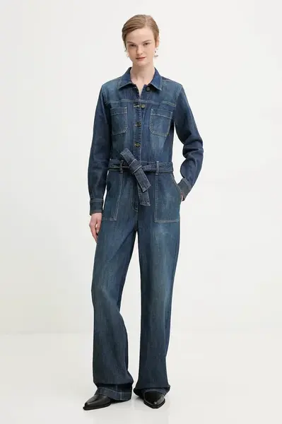 Džínový overal Guess Jeans modrá barva, s límečkem, W5BD97 D0026