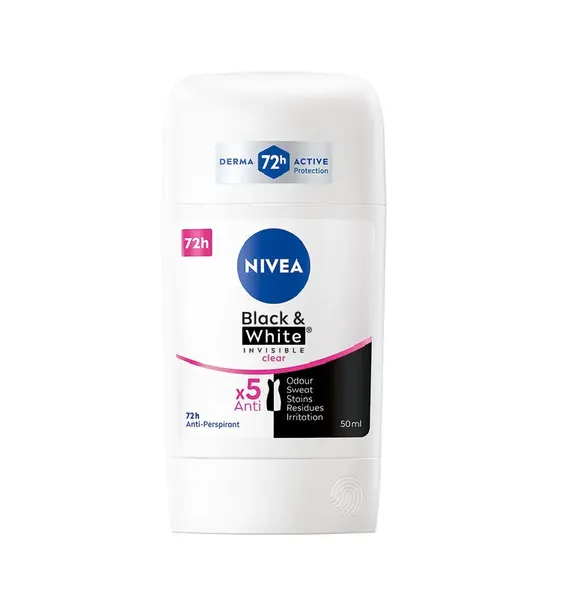 Nivea Black & White Invisible Clear tuhý antiperspirant 50 ml