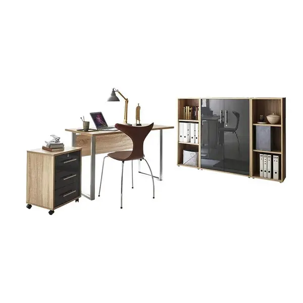 MID.YOU KANCELÁŘ, Sonoma dub, vysoce lesklá antracitová