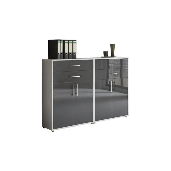 MID.YOU SKŘÍŇ NA ŠANONY, šedá, vysoce lesklá antracitová, 168,8/113,6/33 cm