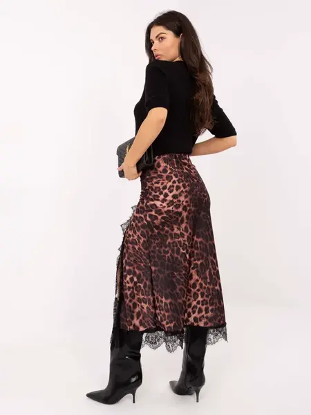 Leopardí vzorovaná sukně s krajkou