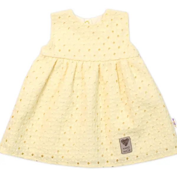 Baby Nellys Lehké Handmade šatičky Madeira, žluté, vel. 104 vel.  104