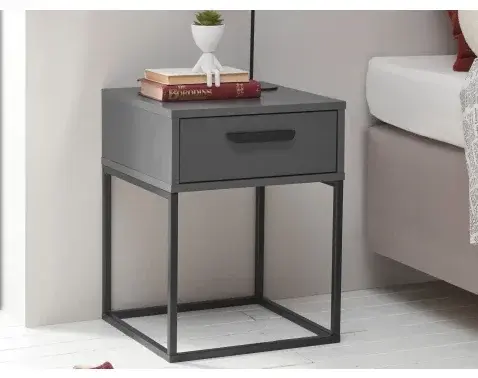 Noční stolek s 1 zásuvkou Suna, grafitový