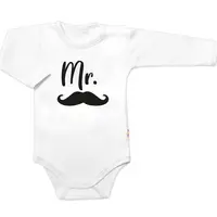Baby Nellys Body dl. rukáv Mr., bavlna  bílo/černé vel.  74