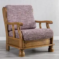 Bielastické potahy GRAFITI NOVÉ kaštanově hnědé křeslo s dřevěnými rukojeťmi (š. 40 - 70 cm)