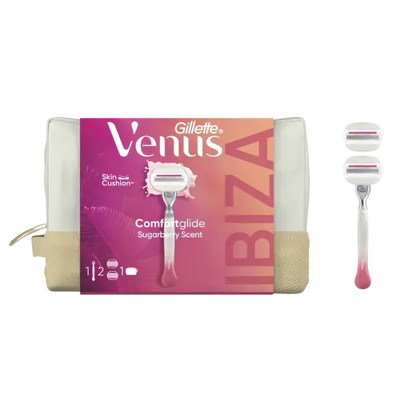 GILLETTE VENUS Comfortglide Festival dámska darčeková taška: holiaci strojček + 2 hlavice + toaletná taška