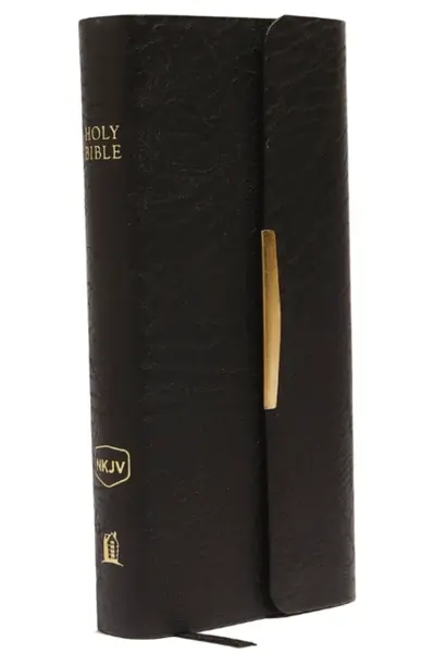 NKJV, Checkbook Bible, Compact, Bonded Leather, Black, Wallet Style, Red Letter - Thomas Nelson