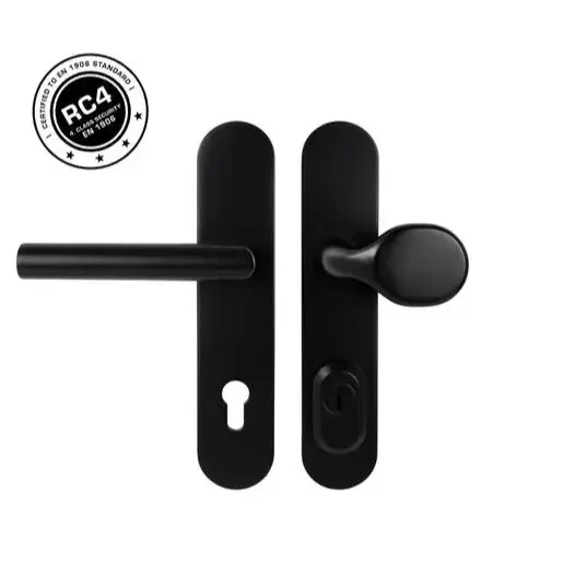 Bezpečnostné kovanie MPK Securo čierna matná s prekrytím pre vstupné dvere SECUROBSMAKL72