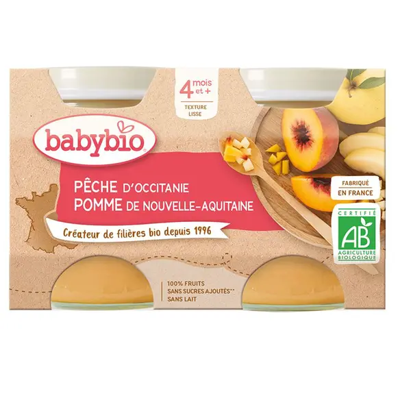 Babybio Broskev a jablko 2x130 g
