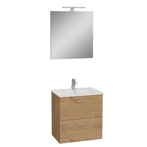 VitrA Mia kúpeľňová zostava s umývadlom, zrkadlom a osvetlením 59x61x39,5 cm dub MIASET60D