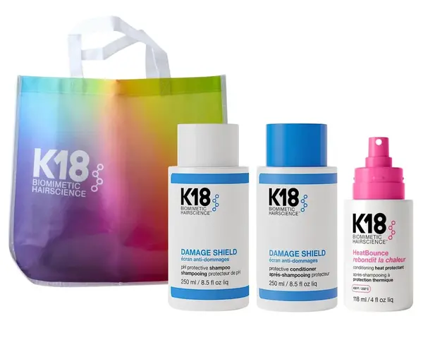Sada pro ochranu vlasů pro každodenní použití K18 Damage Shield + taška zdarma + dárek zdarma